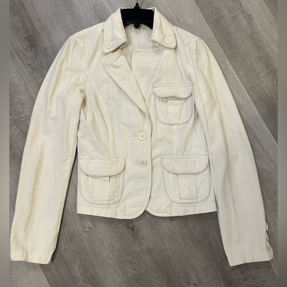 BEDO Y2K White Cropped Cotton Jacket Denim Style Jean Jacket M